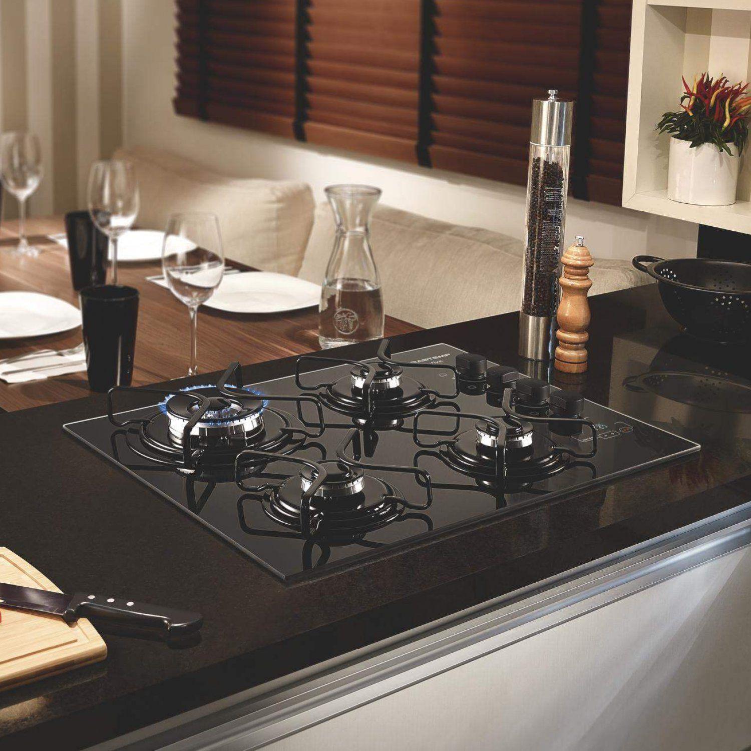 Cooktop 4 Bocas a Gás Superautomático com Timer Brastemp Bivolt Preto