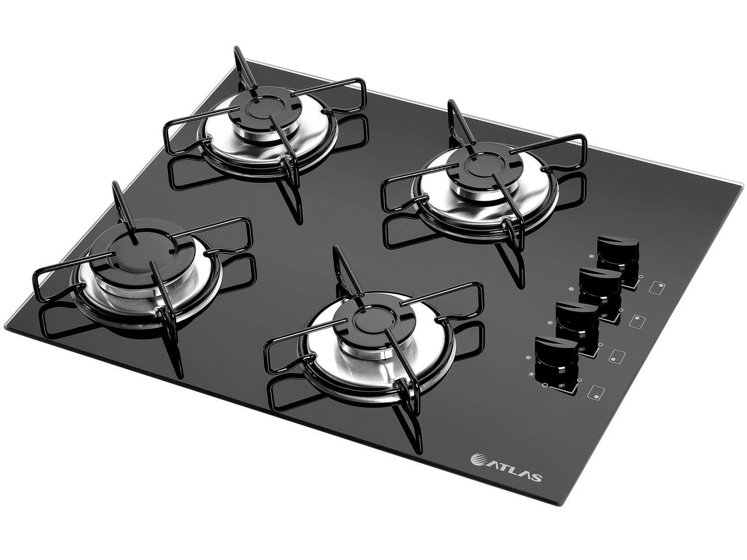 Cooktop 4 Bocas Atlas Agile à Gás GLP Acendimento Superautomático