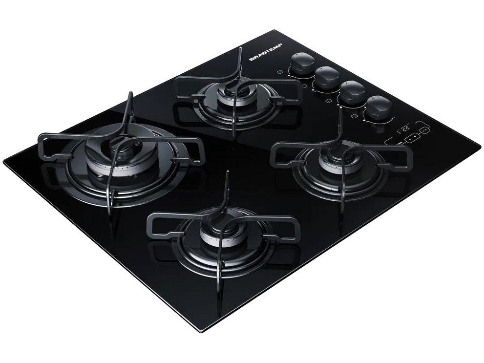 Cooktop 4 Bocas Brastemp Ative! BDT62 à Gás Natural e GLP Acendimento Superautomático