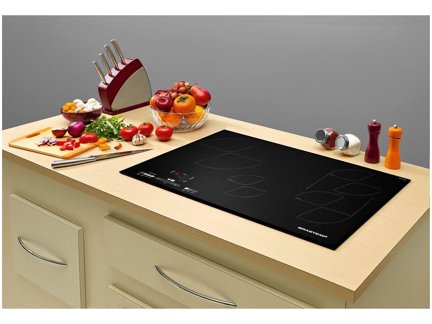 Cooktop 4 Bocas Brastemp BDJ80AEBNA Indução Vitrocerâmico Timer Desligamento Automático