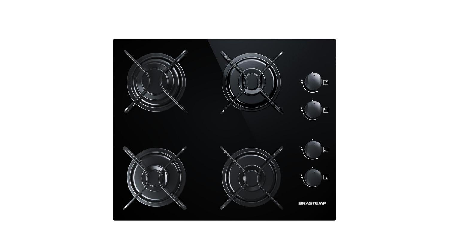 Cooktop 4 bocas Brastemp com Grades Piatina e Acendimento Automático