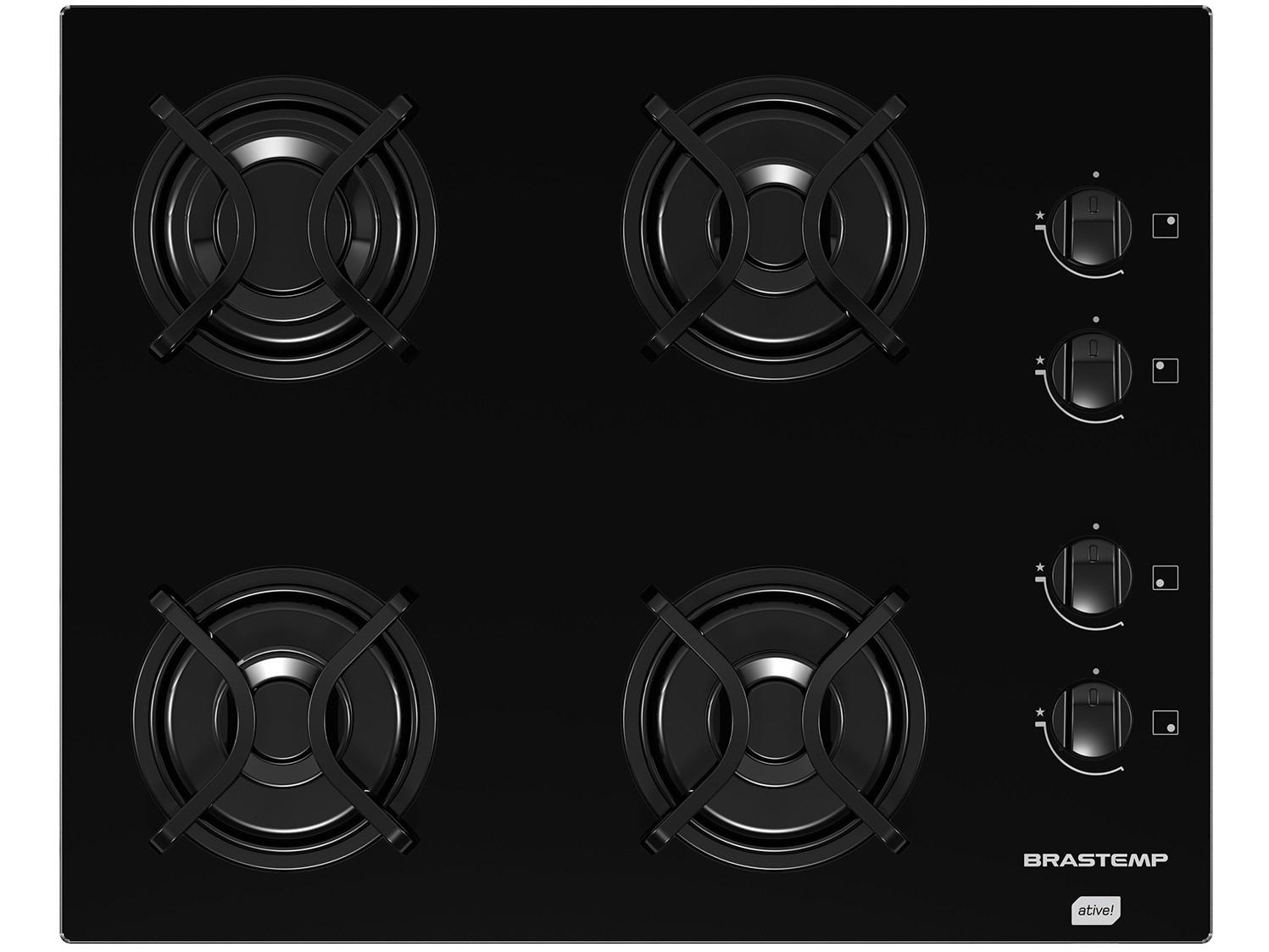 Cooktop 4 bocas Brastemp com Grades Piatina e Acendimento Automático