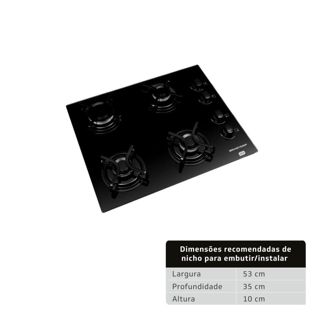 Cooktop 4 bocas Brastemp com grades piatina e acendimento automático