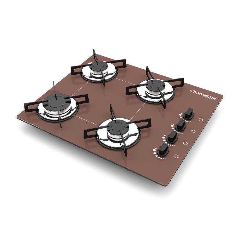 Cooktop 4 Bocas Chamalux Mesa de Vidro com Acendimento Inteligente Cooktop Magazine Luiza