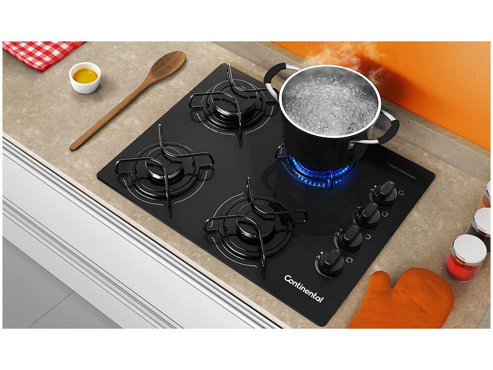 Cooktop 4 Bocas Continental a Gás GLP Preto KC4GP Cooktop 4 Bocas Magazine Luiza