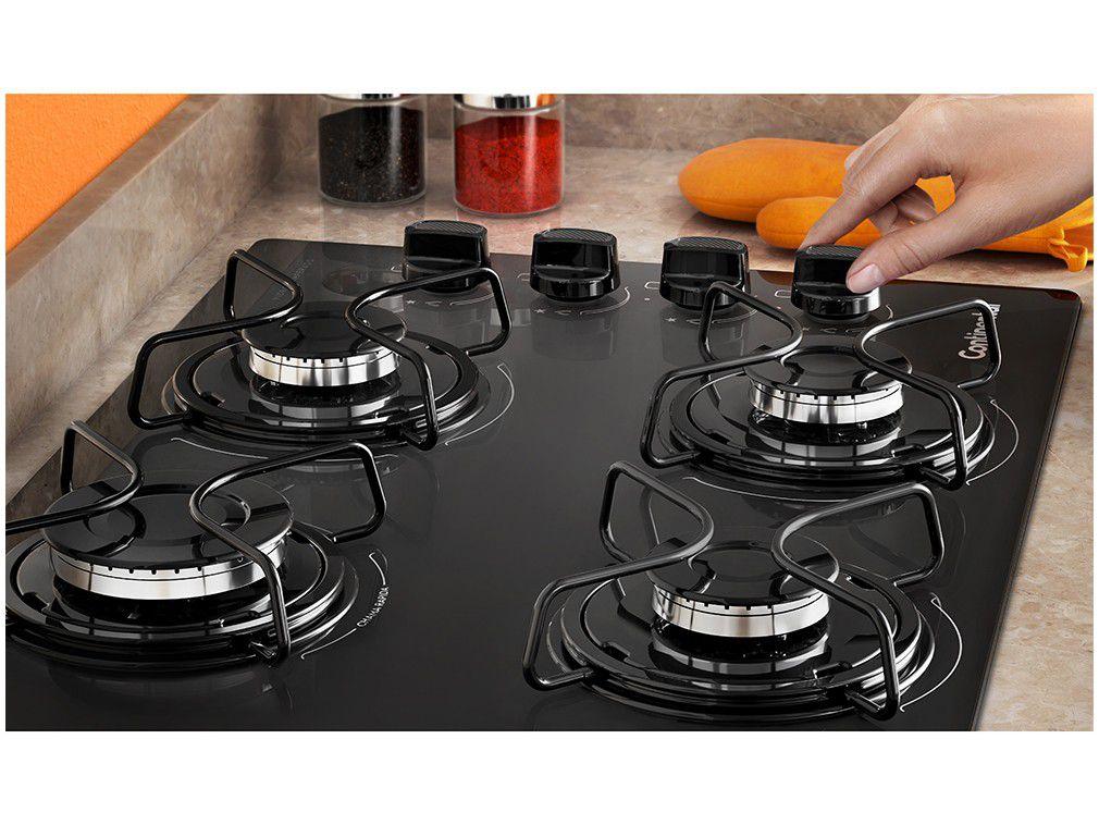 Cooktop 4 Bocas Continental a Gás GLP Preto KC4GP Cooktop 4 Bocas