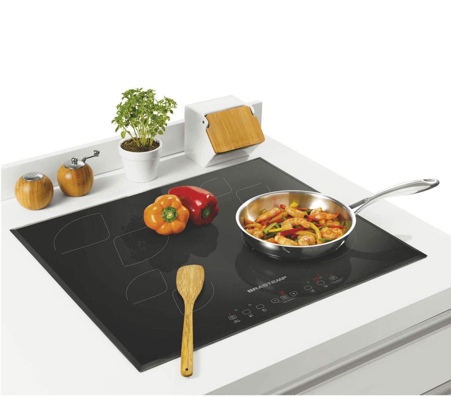 Cooktop 4 bocas de indução Brastemp com timer touch Cooktop