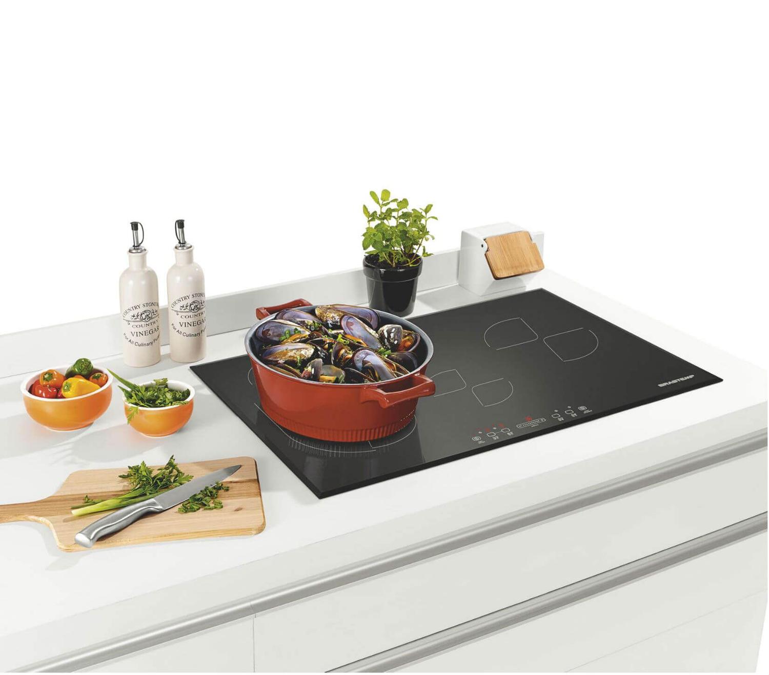 Cooktop 4 bocas de indução Brastemp Gourmand com smart zone Cooktop 4