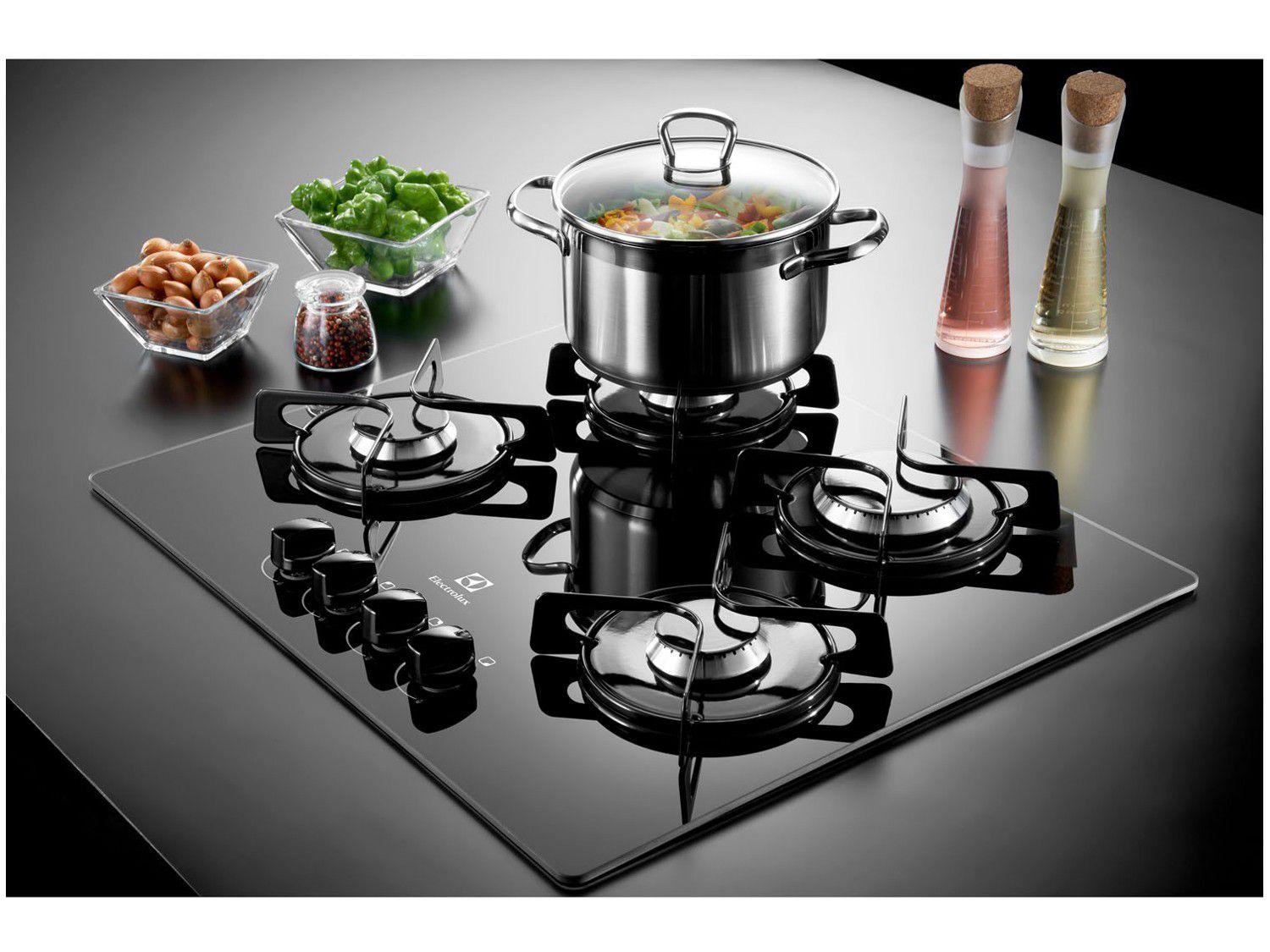 Cooktop 4 Bocas Electrolux a Gás GLP Preto GC60V Cooktop Magazine Luiza
