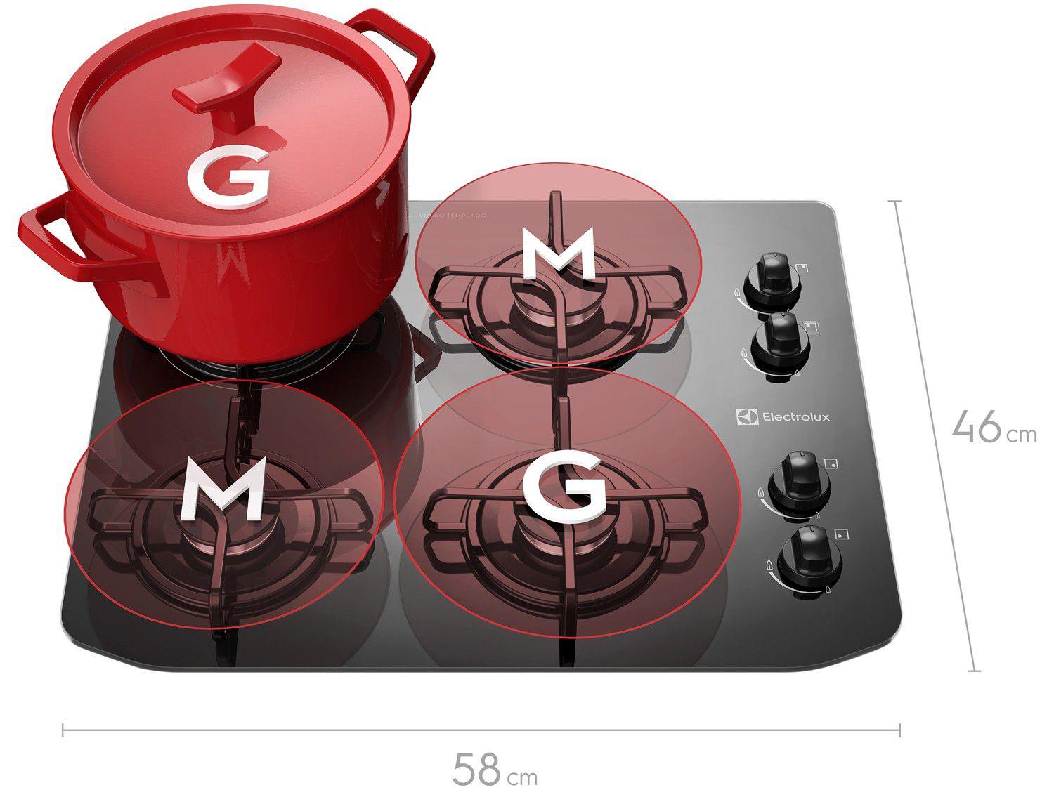 Cooktop 4 Bocas Electrolux Preto a Gás GLP GC58V Cooktop Magazine