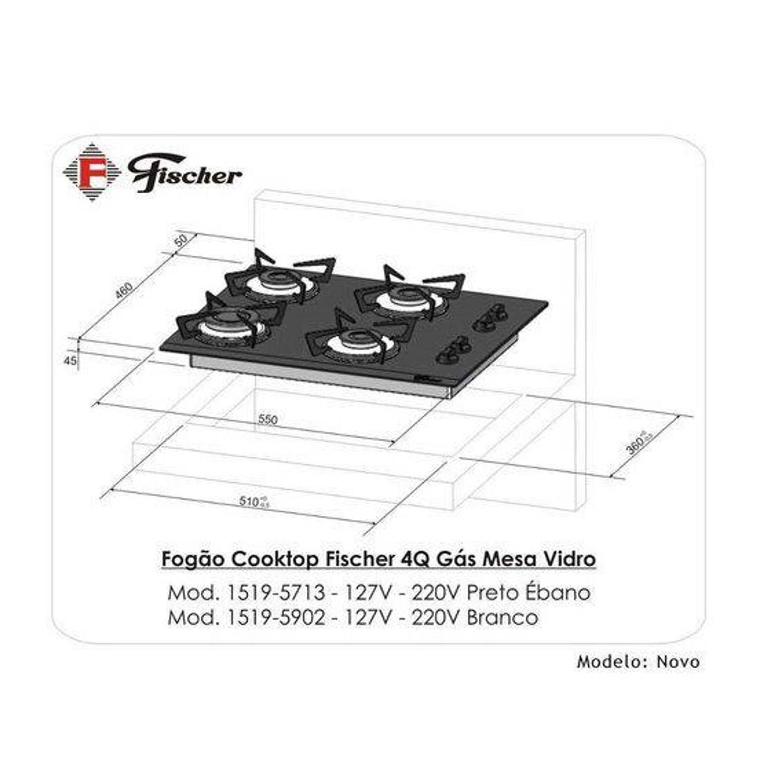 Cooktop 4 Bocas Fischer Branco Polar Cooktop 4 Bocas Magazine Luiza