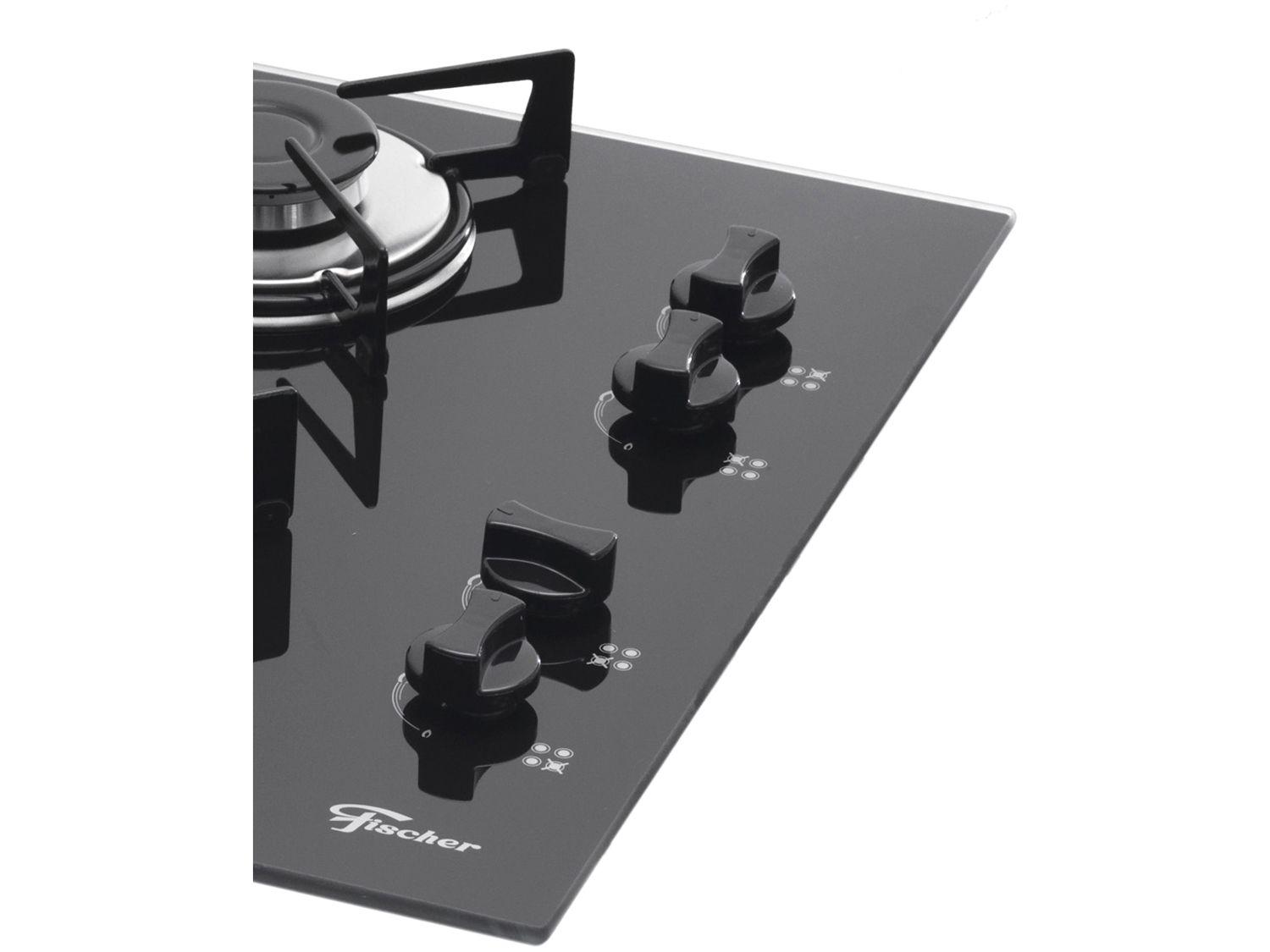 Cooktop 4 Bocas Fischer Preto a Gás GLP 1519 Cooktop Magazine Luiza