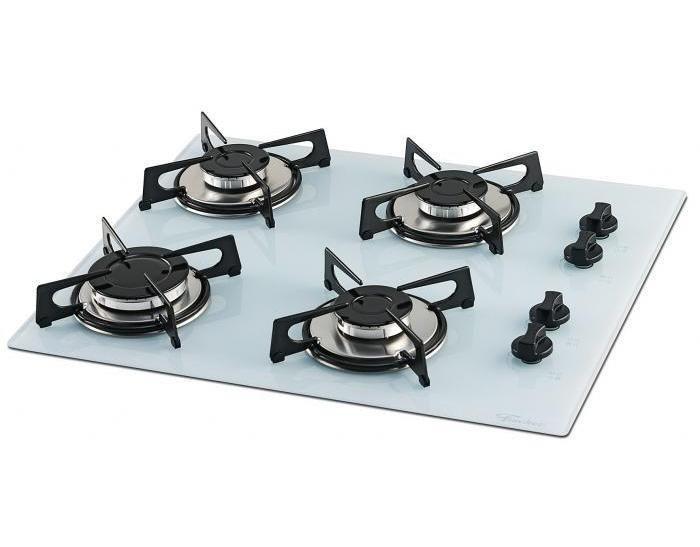 Cooktop 4 Bocas Fischer Vidro Temperado 1519 Branco Cooktop 4 Bocas