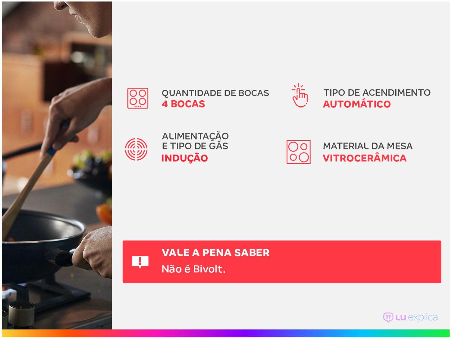 Cooktop 4 Bocas Indução Brastemp Vitrocerâmico
