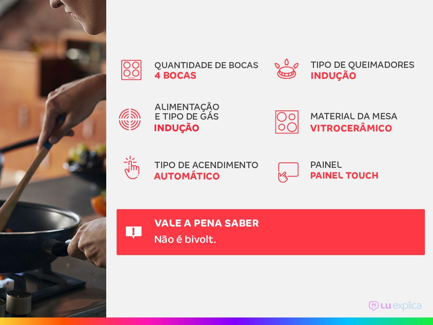 Cooktop 4 Bocas Indução Electrolux Vitrocerâmico Touch