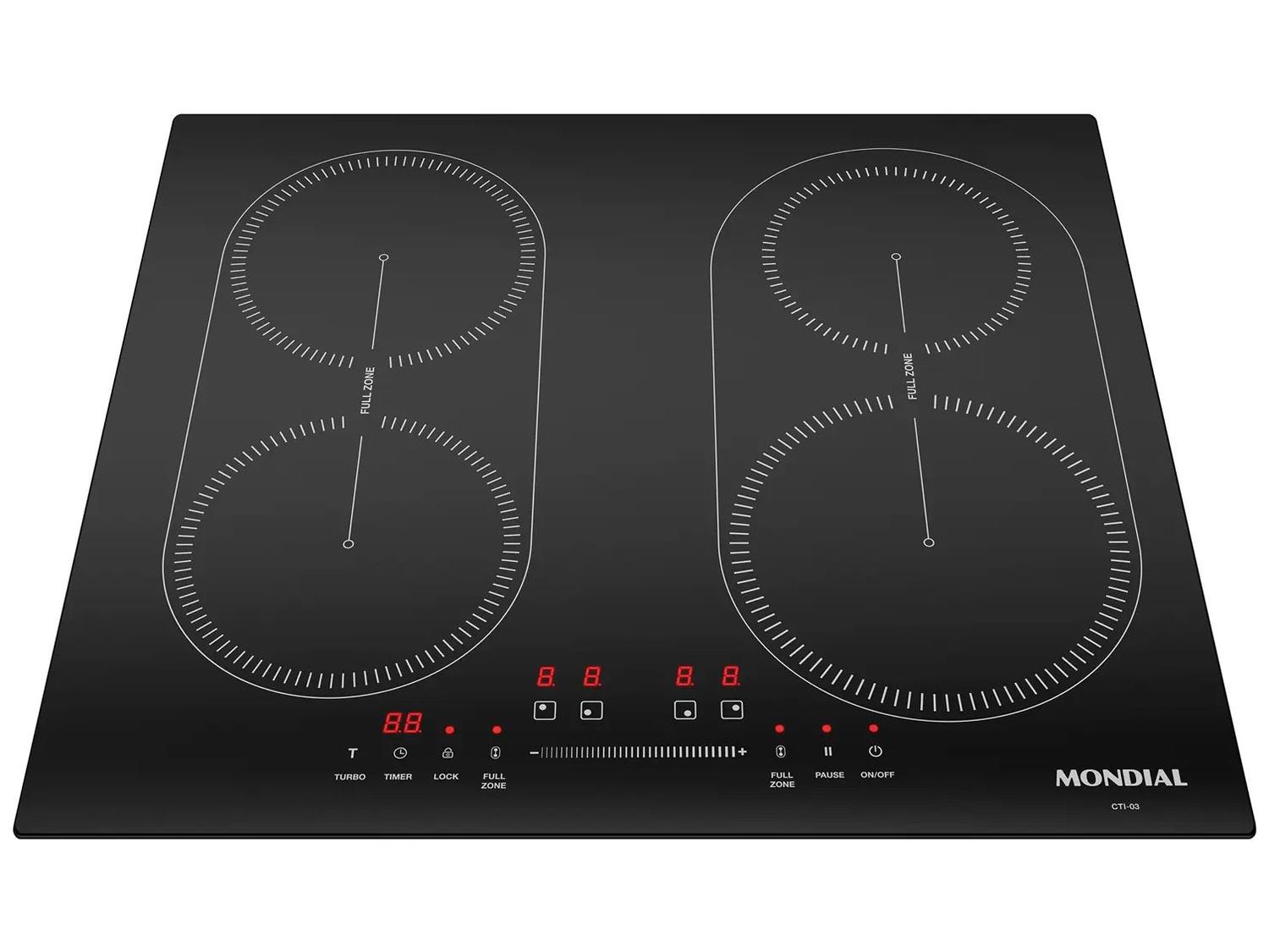 Cooktop 4 Bocas Indução Mondial Touch Preto Acendimento Automático CTI-03