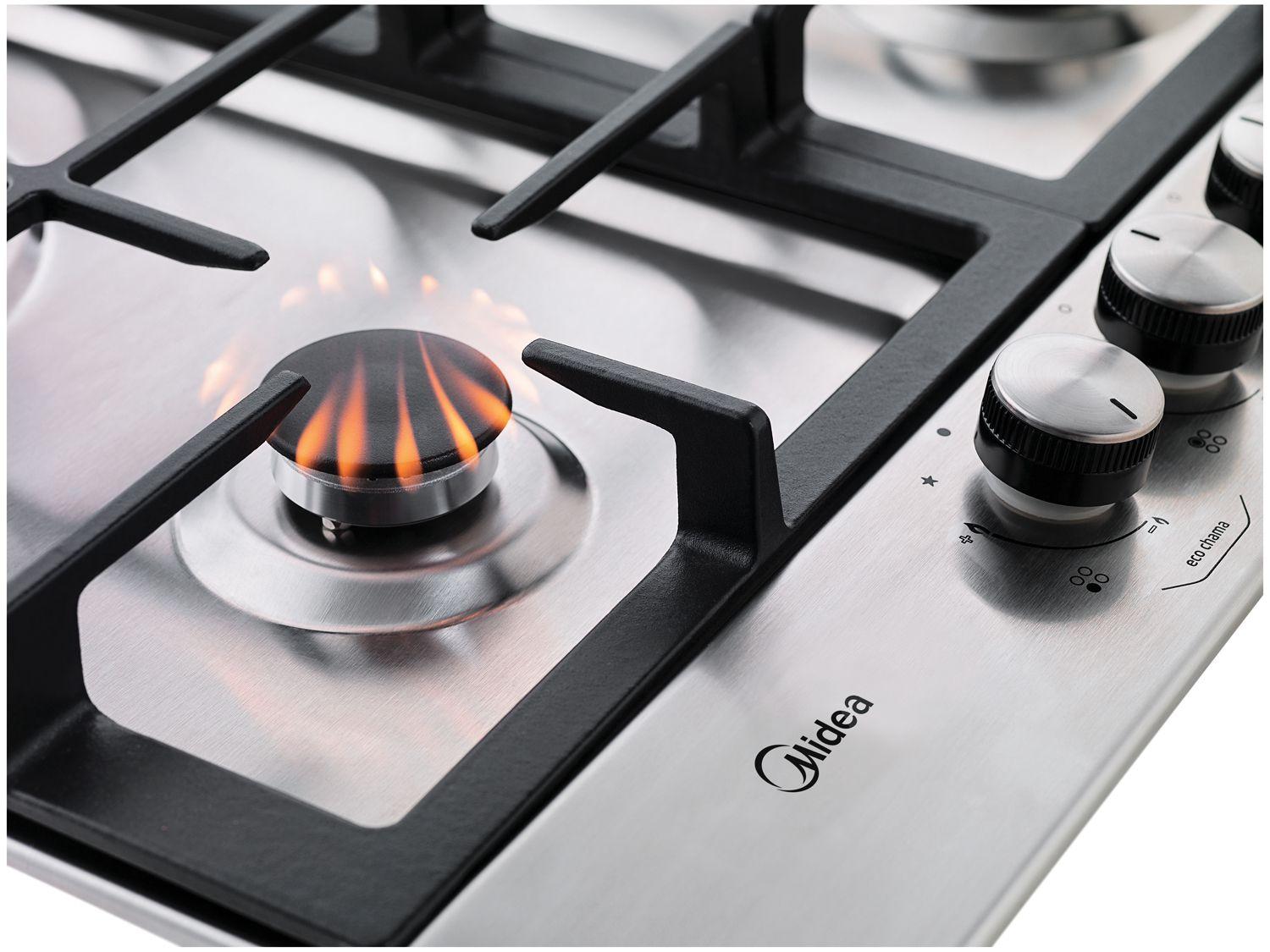 Cooktop 4 Bocas Midea à Gás Natural e GLP TriplaChama CYA4B