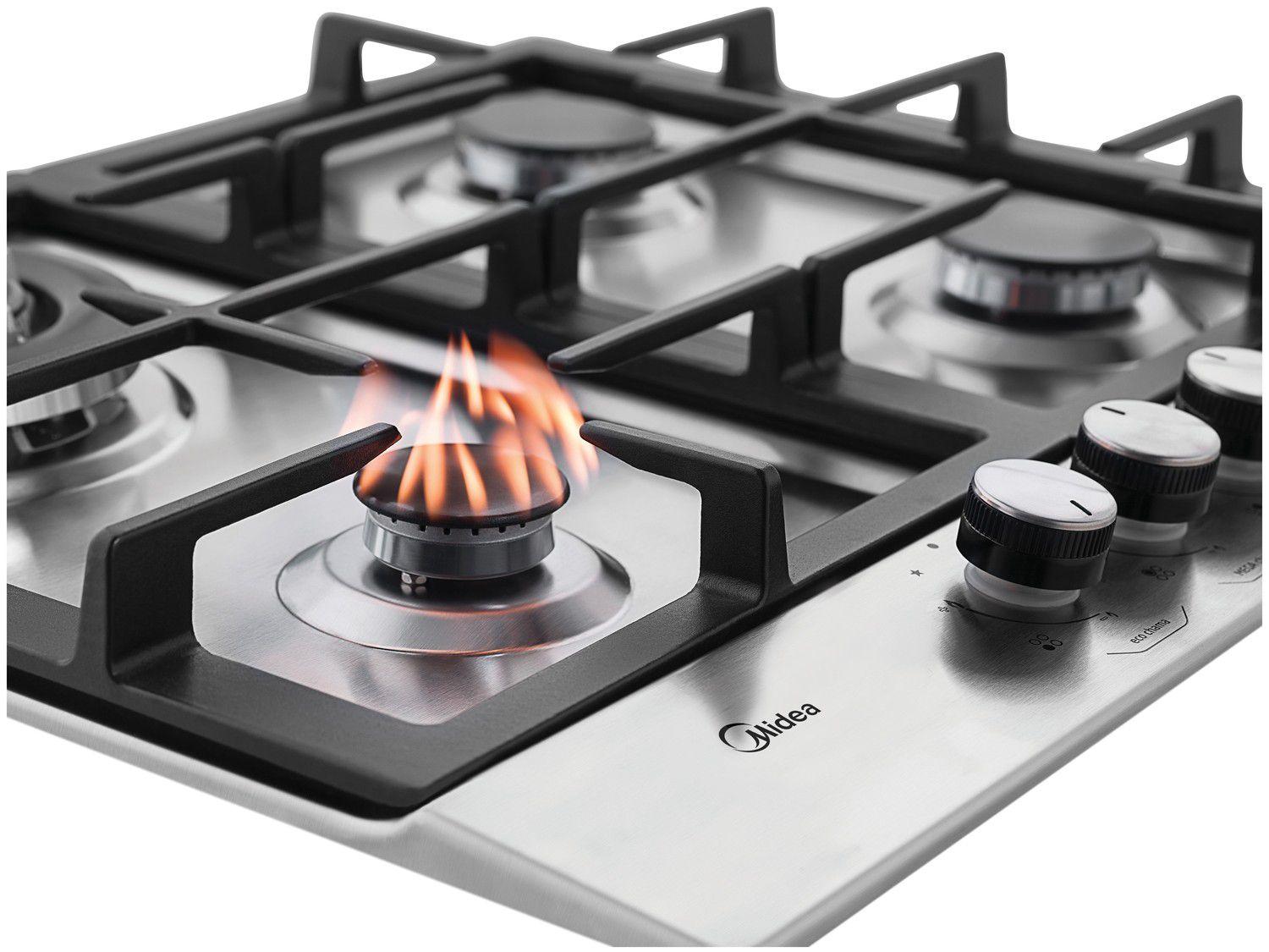 Cooktop 4 Bocas Midea à Gás Natural e GLP TriplaChama CYA4B