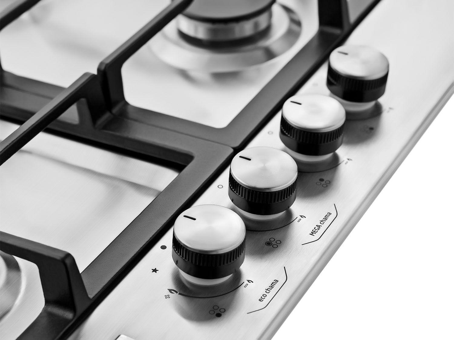 Cooktop 4 Bocas Midea Desea Inox à Gás Natural e GLP TriplaChama