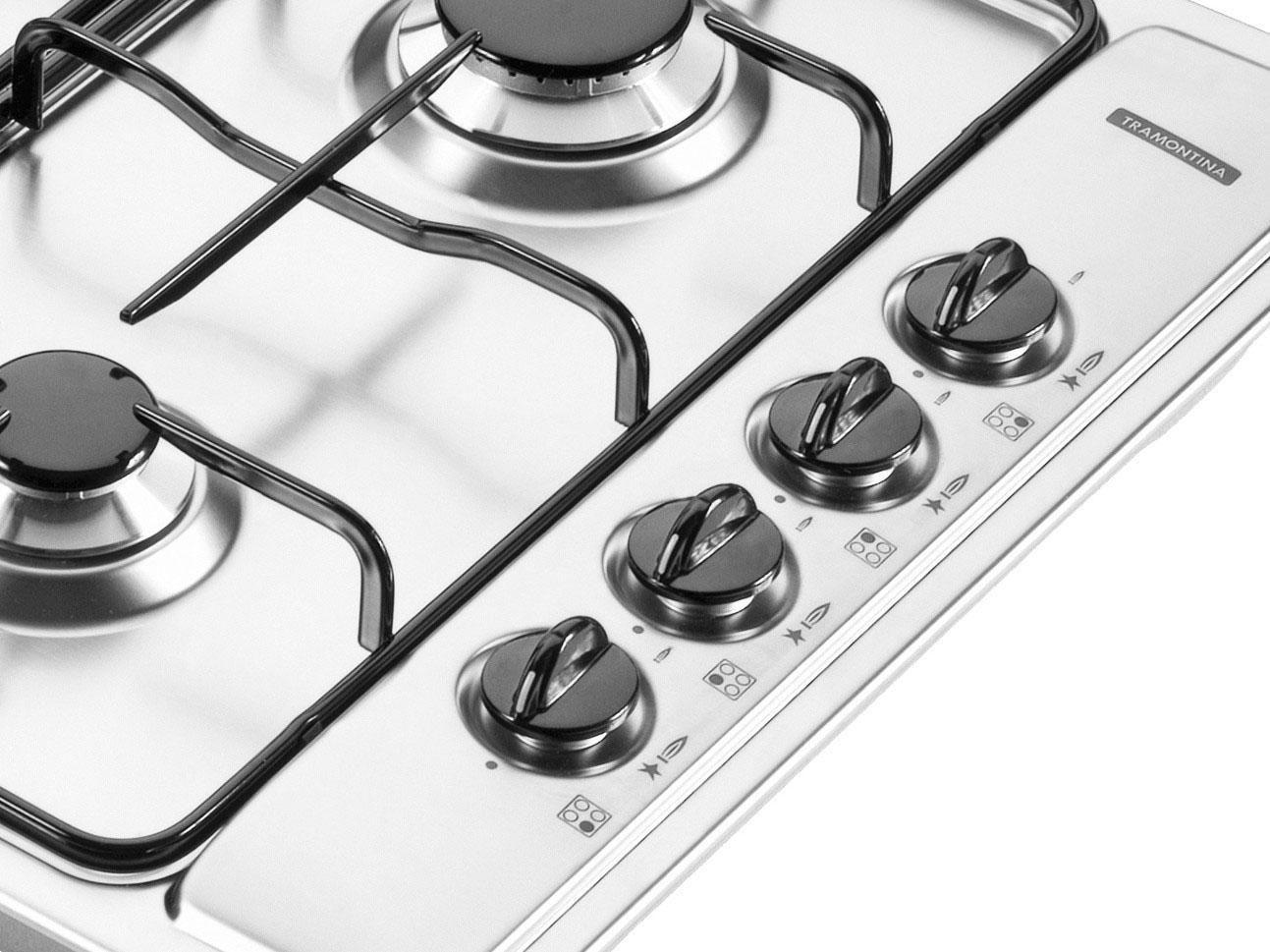 Cooktop 4 Bocas Tramontina Square Inox à Gás TriplaChama Cooktop