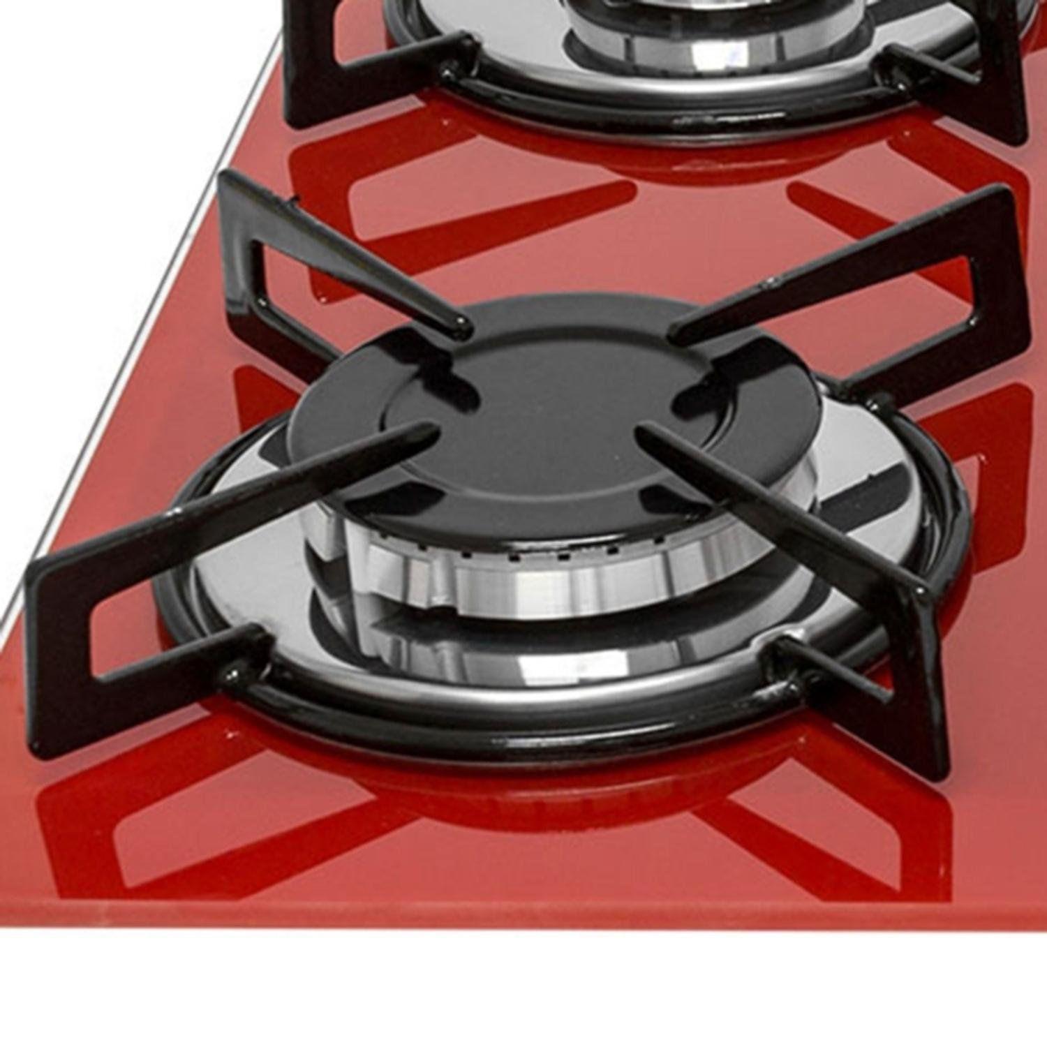 Cooktop 4 Bocas Ultra Rápido Gás Natural Chamalux Bivolt Vermelho