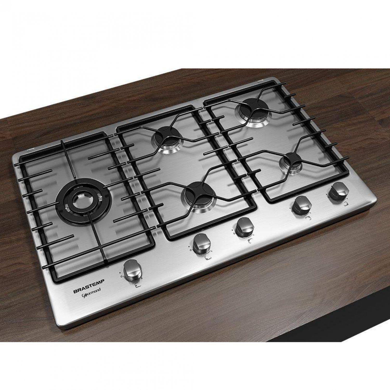Cooktop 5 Bocas a Gás 220V Gourmand Brastemp Preto Cooktop 5 Bocas