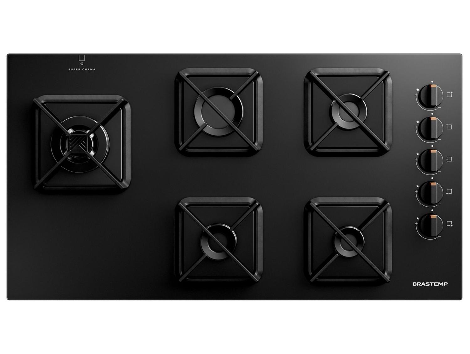 Cooktop 5 Bocas a Gás Brastemp GLP Preto Superautomático BDS85AE