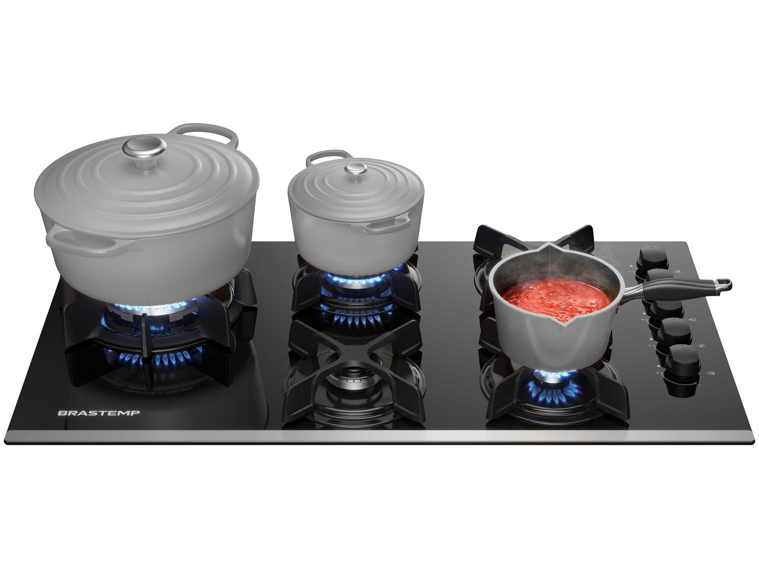 Cooktop 5 Bocas a Gás GLP Brastemp Quadrichama Black Inox Eclipse Collection BDD86AP