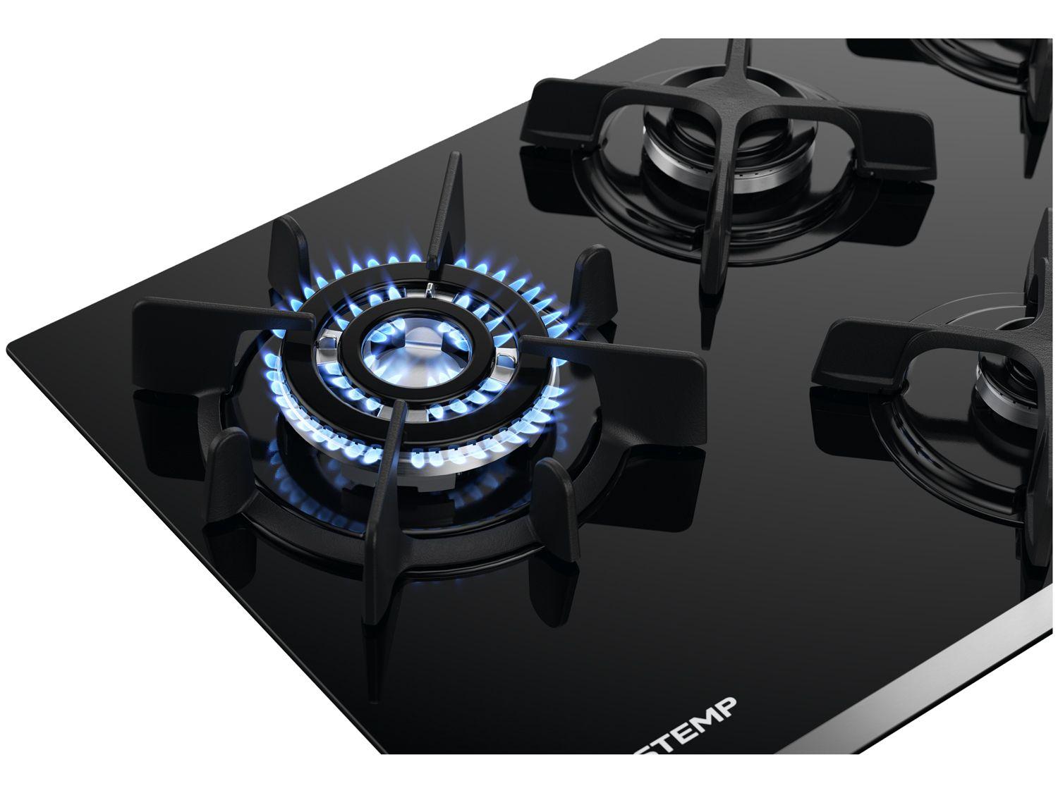 Cooktop 5 Bocas a Gás GLP Brastemp Quadrichama Black Inox Eclipse Collection BDD86AP