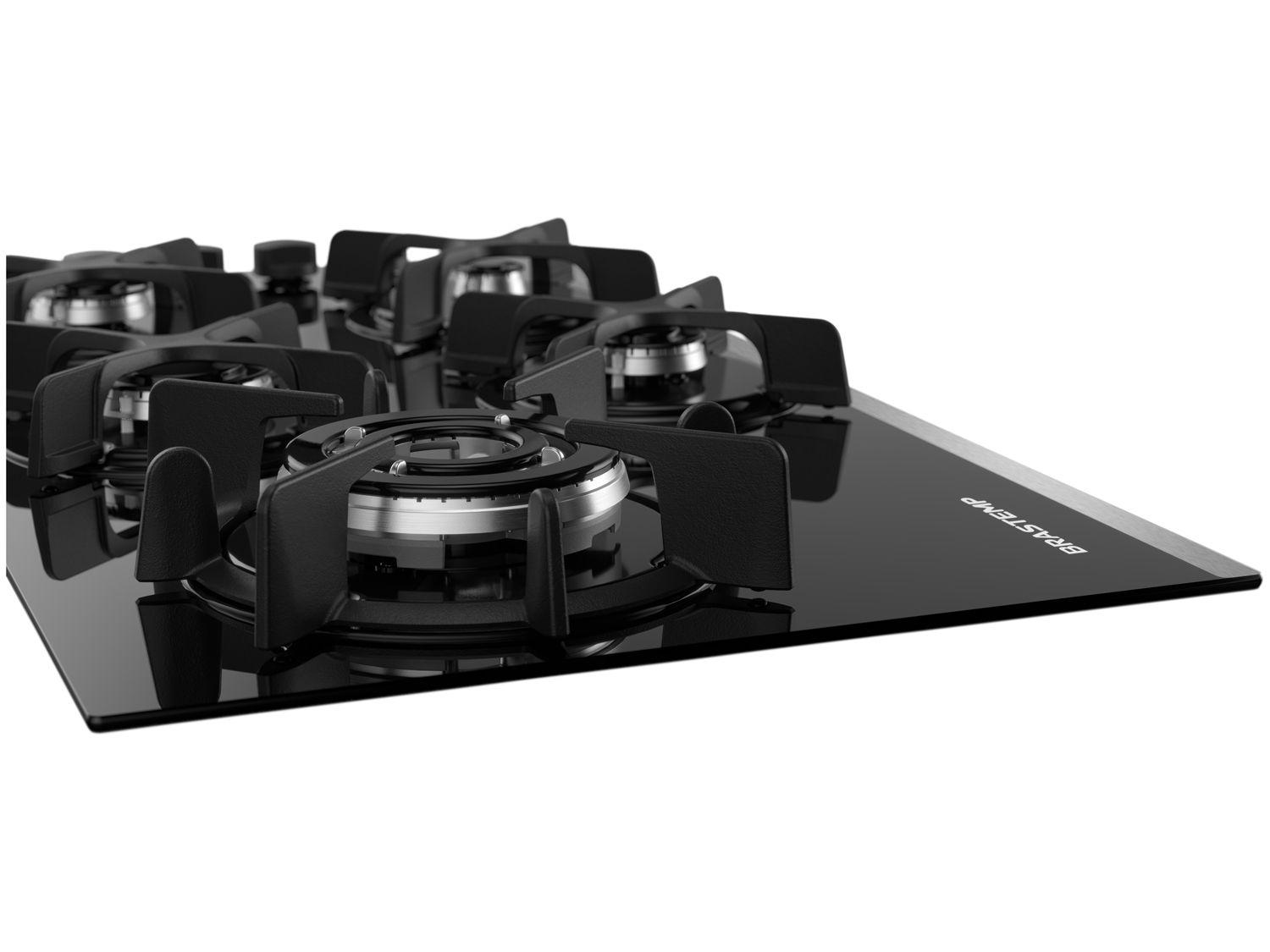 Cooktop 5 Bocas a Gás GLP Brastemp Quadrichama Black Inox Eclipse Collection BDD86AP