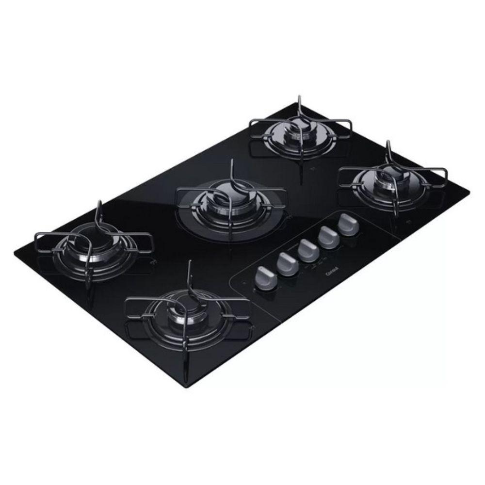 Cooktop 5 Bocas a Gás GLP Brastemp Vidro Temperado Preto Ative! BDD75