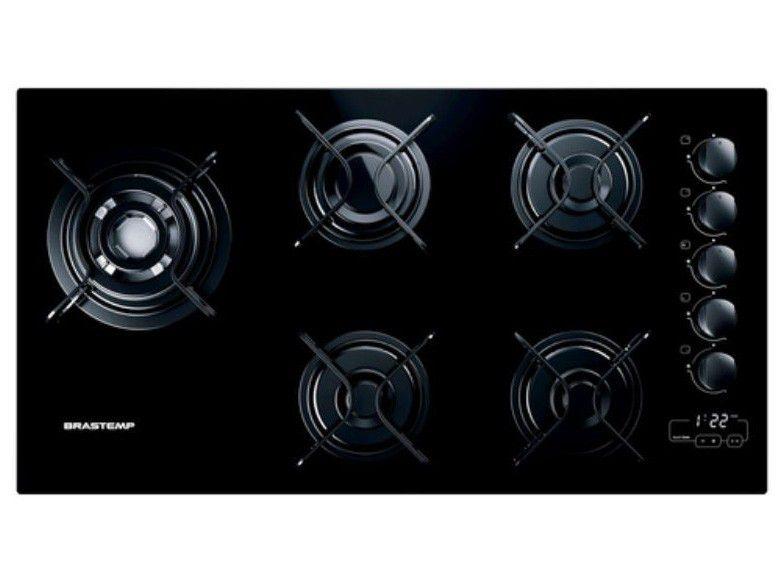 Cooktop 5 Bocas a Gás GLP Brastemp Vidro Touch com Timer Preto Ative