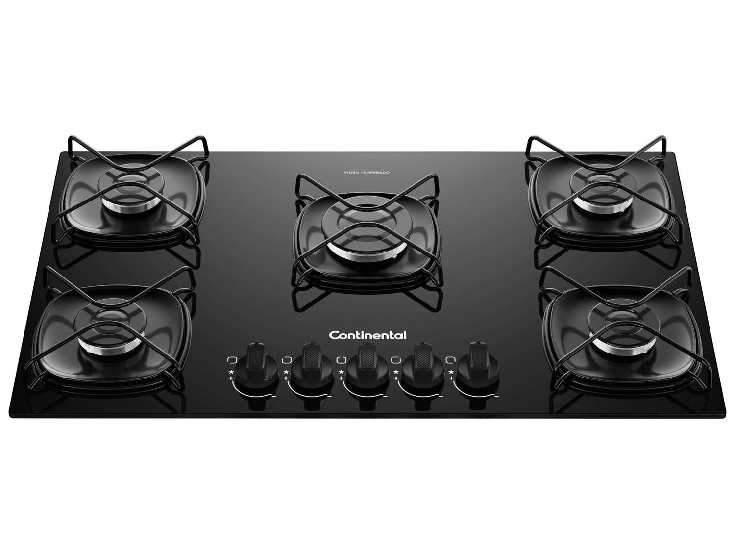 Cooktop 5 Bocas a Gás GLP Continental Preto KC5GR