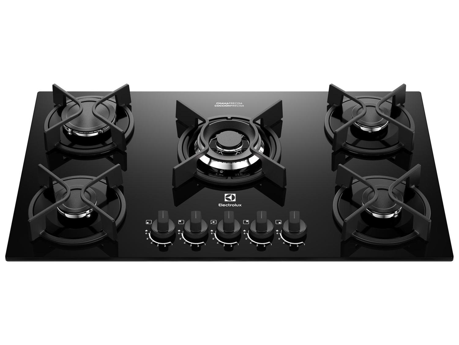 Cooktop 5 Bocas a Gás GLP Electrolux Preto Acendimento Automático Experience KE5GC