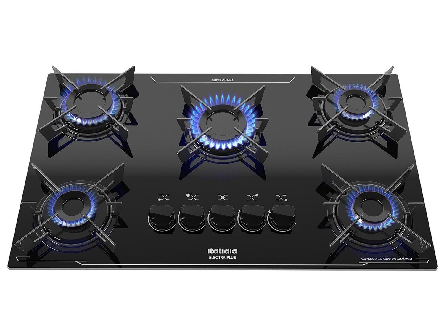 Cooktop 5 Bocas a Gás GLP Itatiaia Preto Electra Plus