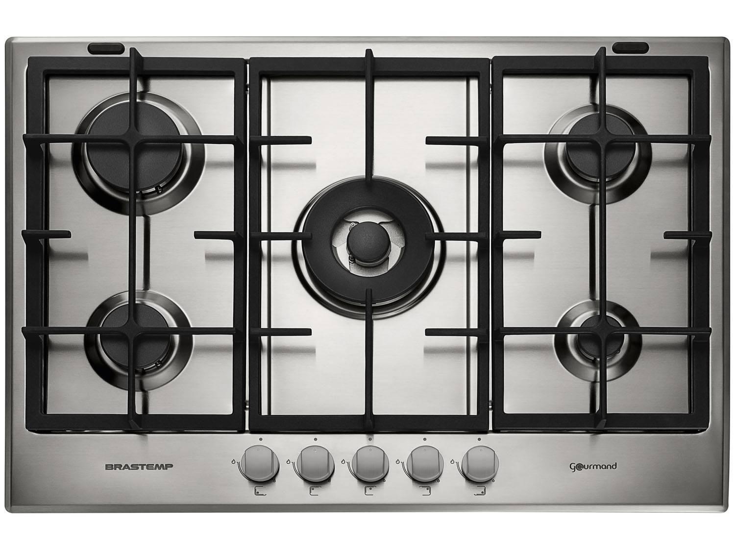 Cooktop 5 Bocas a Gás Natural e GLP Brastemp Inox