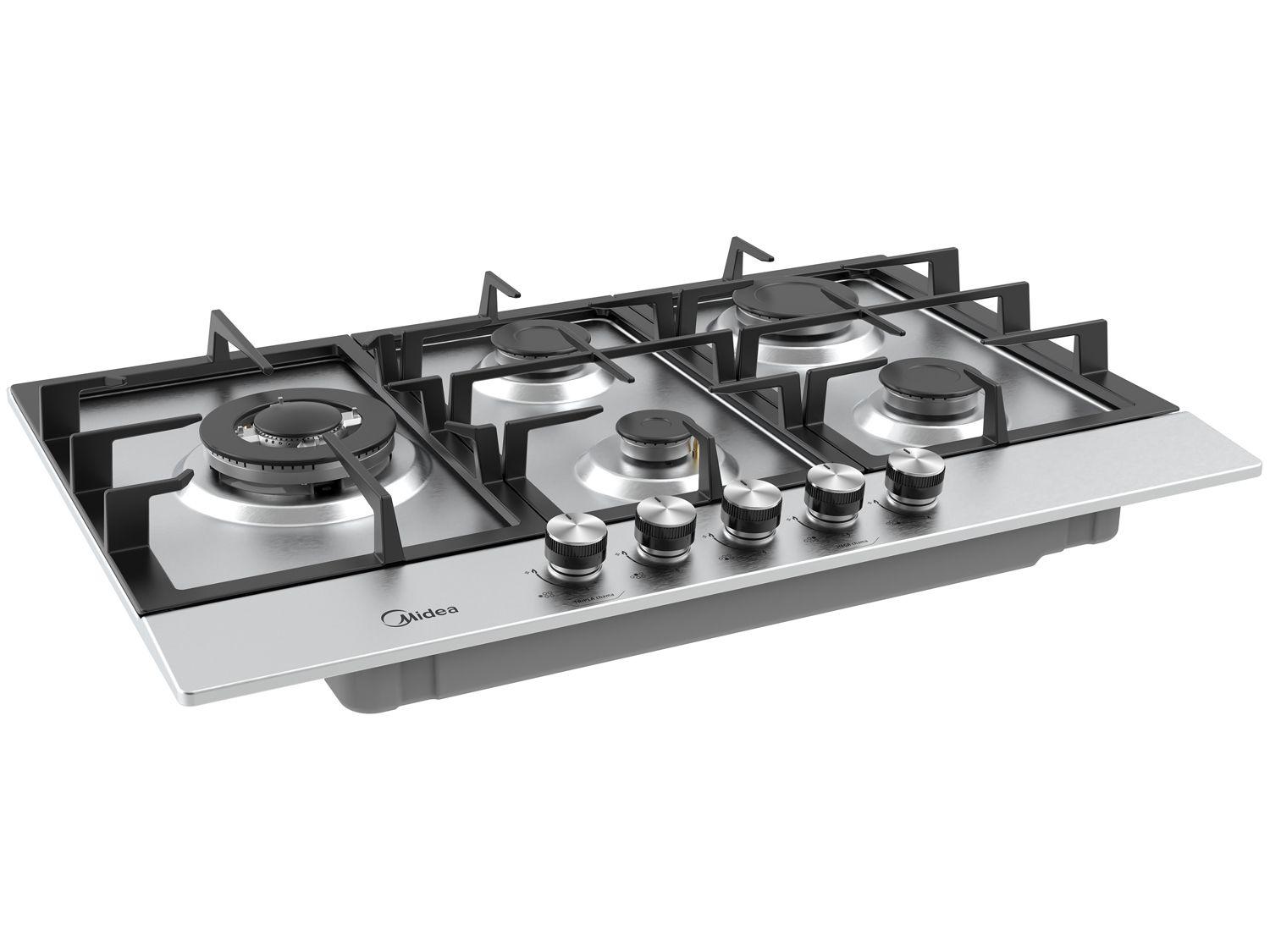 Cooktop 5 Bocas a Gás Natural Midea Tripla Chama Acendimento Automático CYB5B
