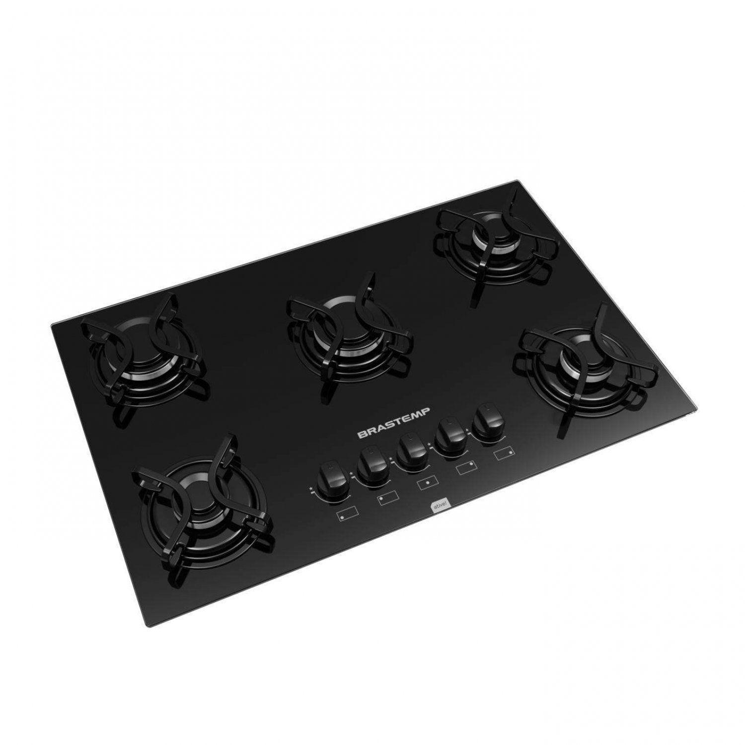Cooktop 5 Bocas a Gás Superautomático Ative Brastemp Bivolt Preto