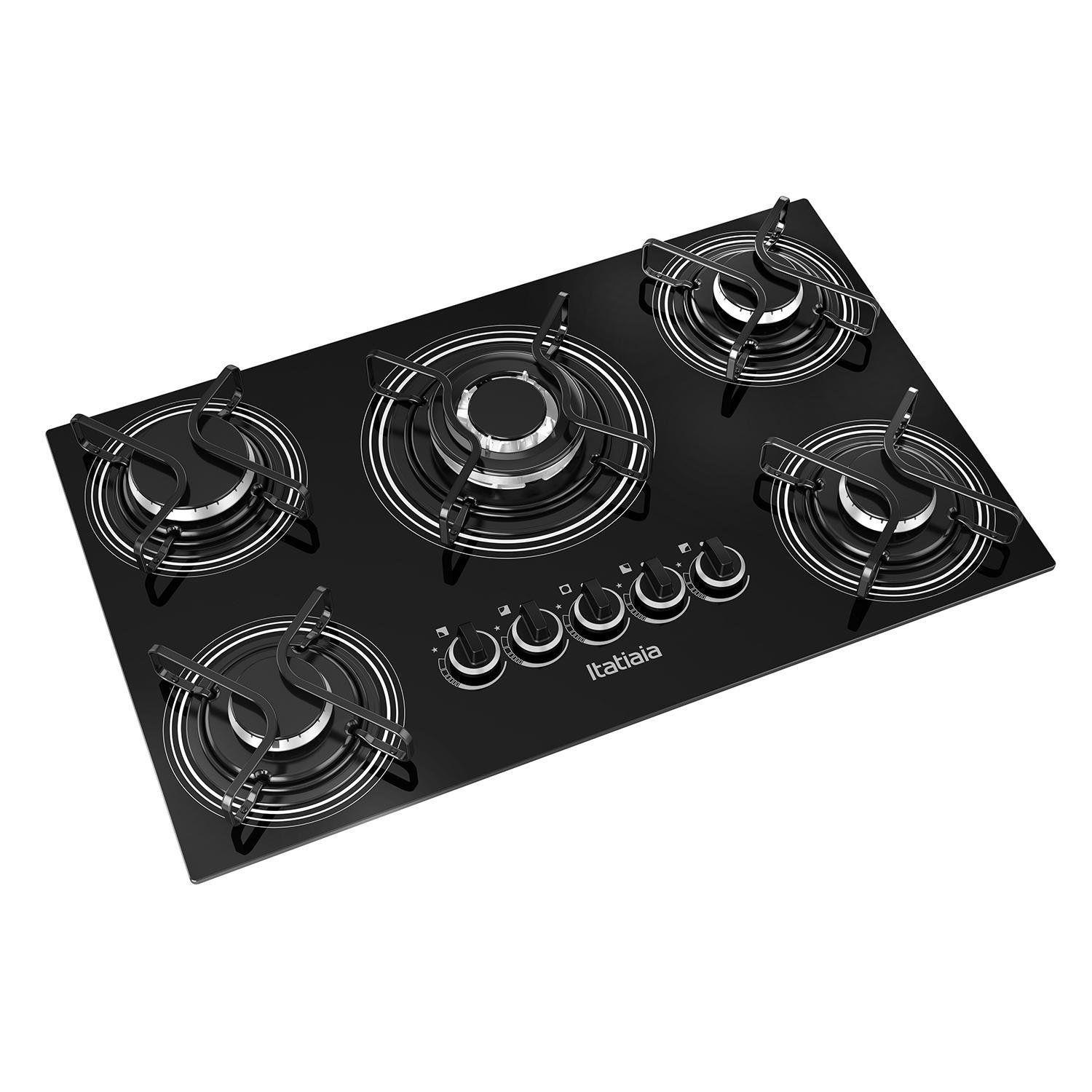 Cooktop 5 Bocas a Gás Tripla Chama Itatiaia Bivolt Preto Cooktop
