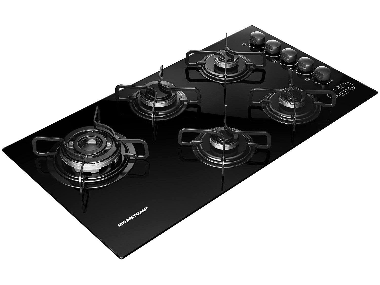 Cooktop 5 Bocas Brastemp à Gás GLP Acendimento Preto Ative! BDT85