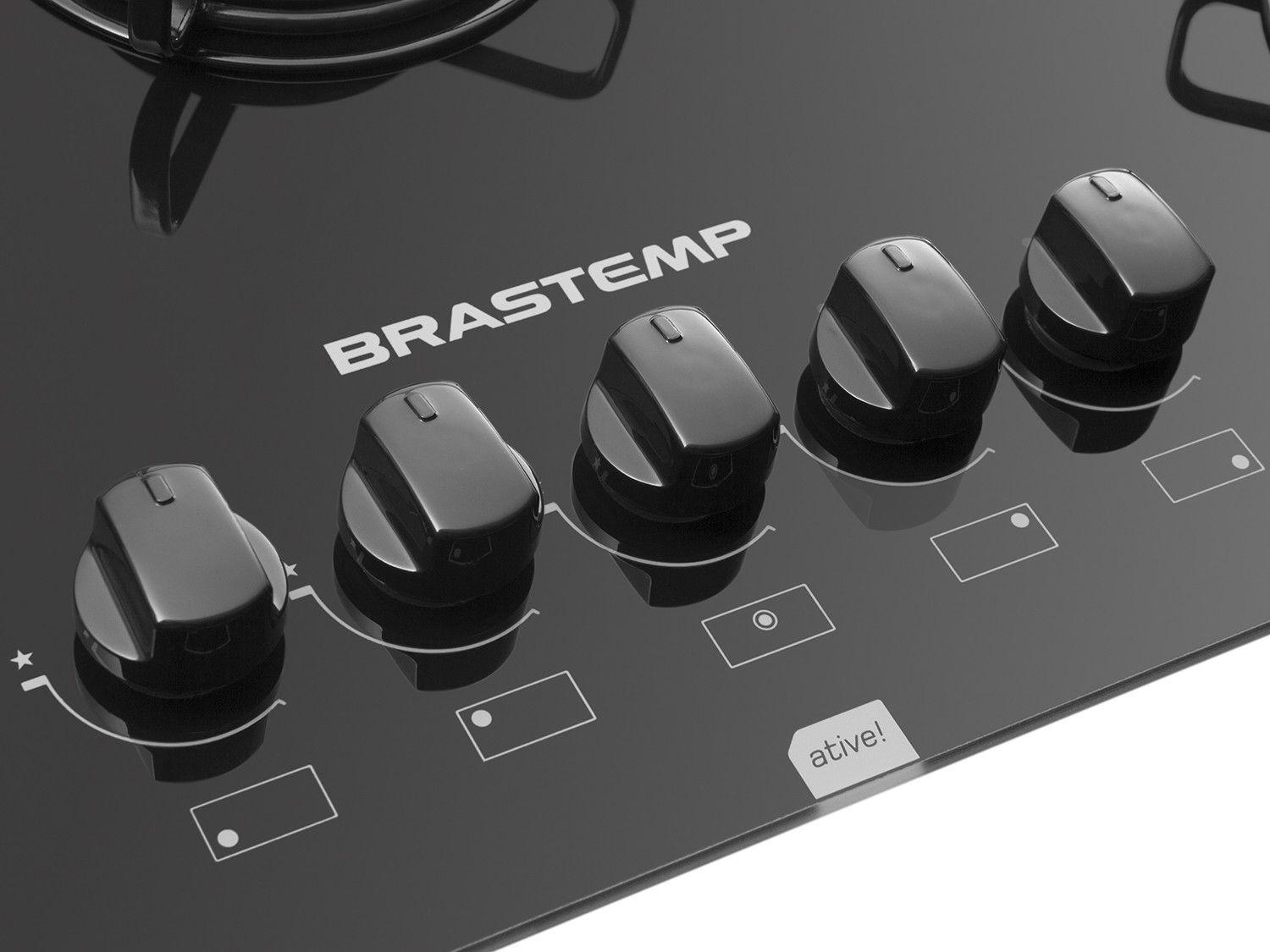 Cooktop 5 Bocas Brastemp Ative! BDD75AE à Gás Acendimento