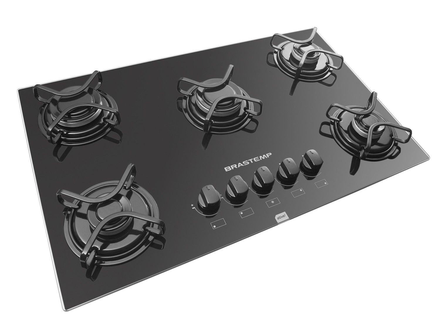 Cooktop 5 Bocas Brastemp Ative! BDD75AE à Gás Acendimento