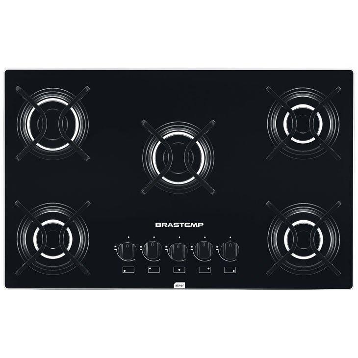 Cooktop 5 Bocas Brastemp Ative BDD75AE, Preto, Acendimento Automático