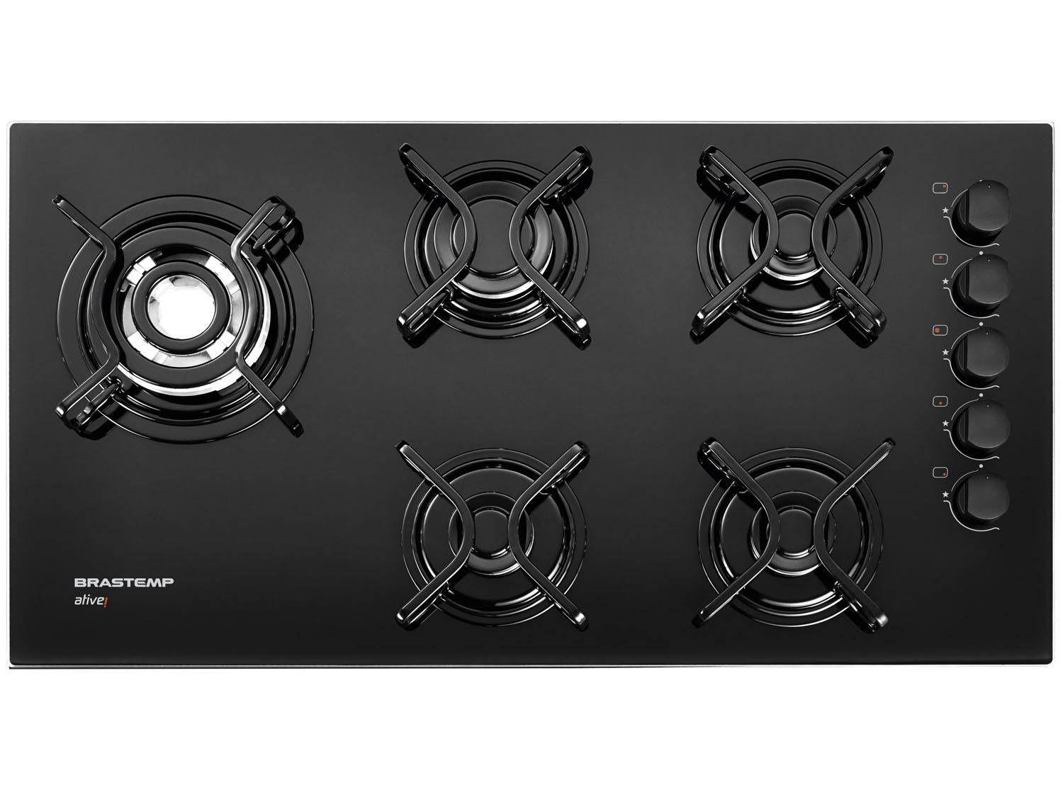 Cooktop 5 Bocas Brastemp Ative! BDD85 à Gás Acendimento Superautomático Cooktop Magazine Luiza