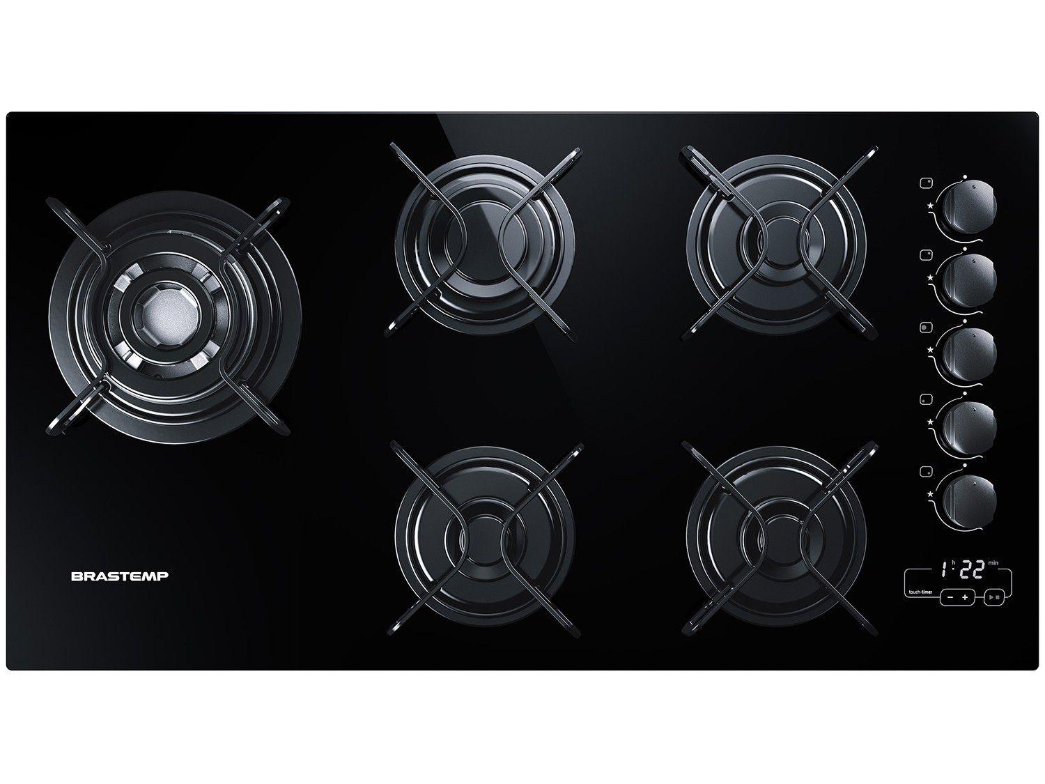 Cooktop 5 Bocas Brastemp Ative! BDT85 à Gás Natural e GLP Acendimento