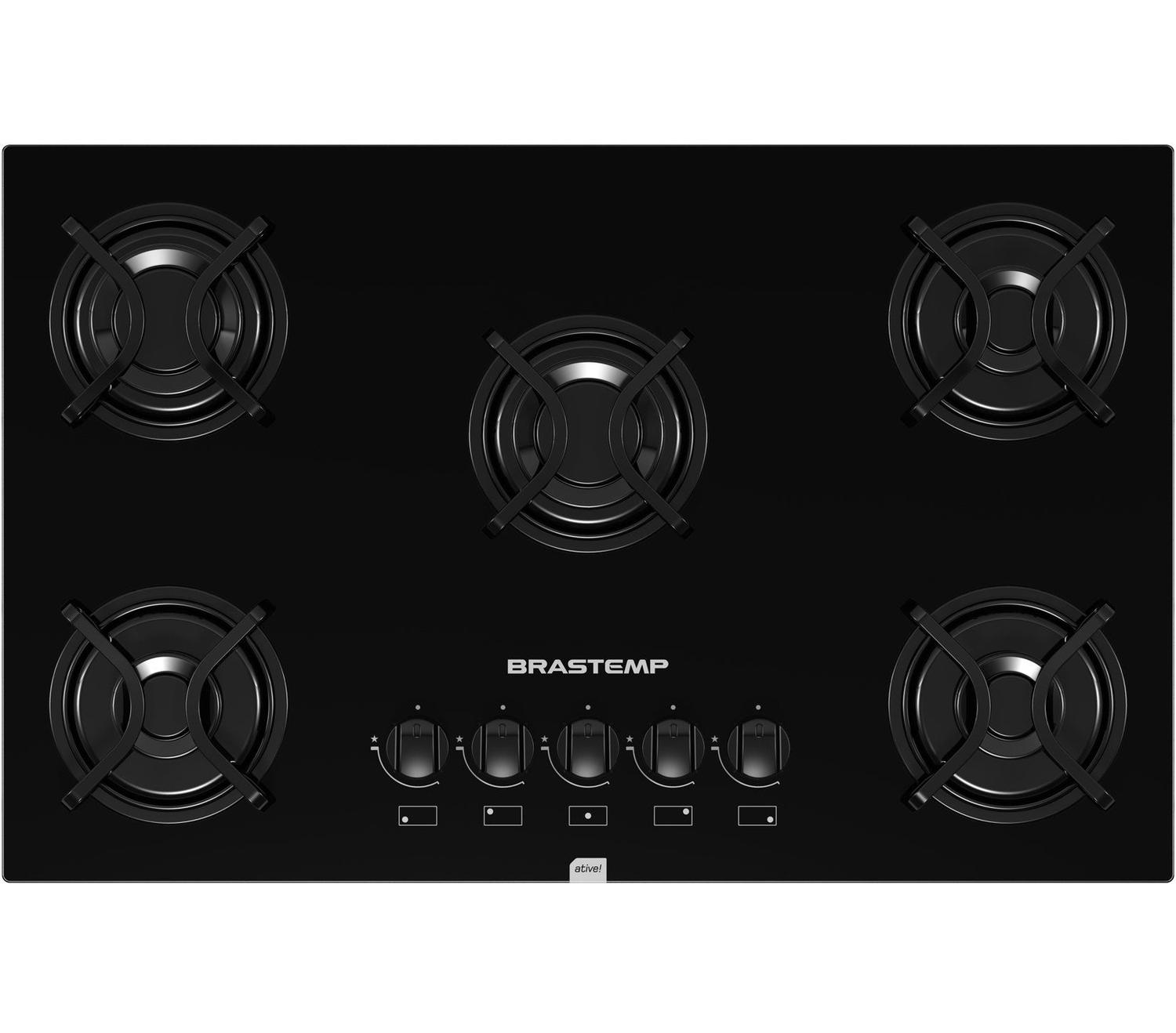 Cooktop 5 bocas Brastemp com grades piatina e acendimento automático
