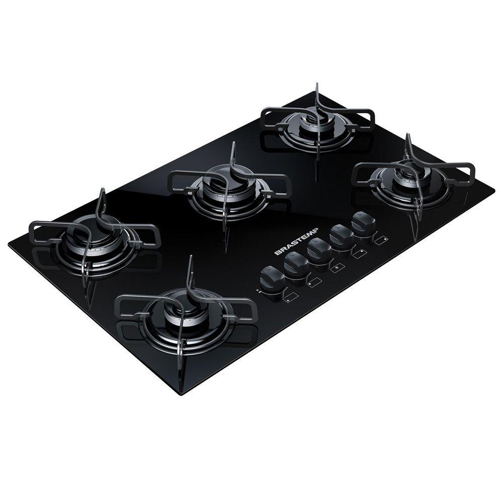 Cooktop 5 bocas Brastemp com grades piatina e acendimento automático
