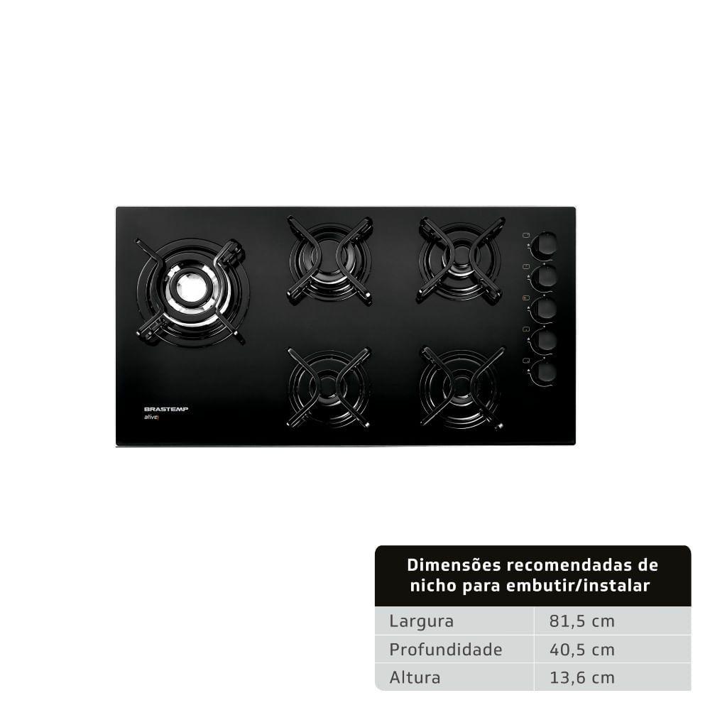 Cooktop 5 bocas Brastemp com quadrichama e acendimento automático
