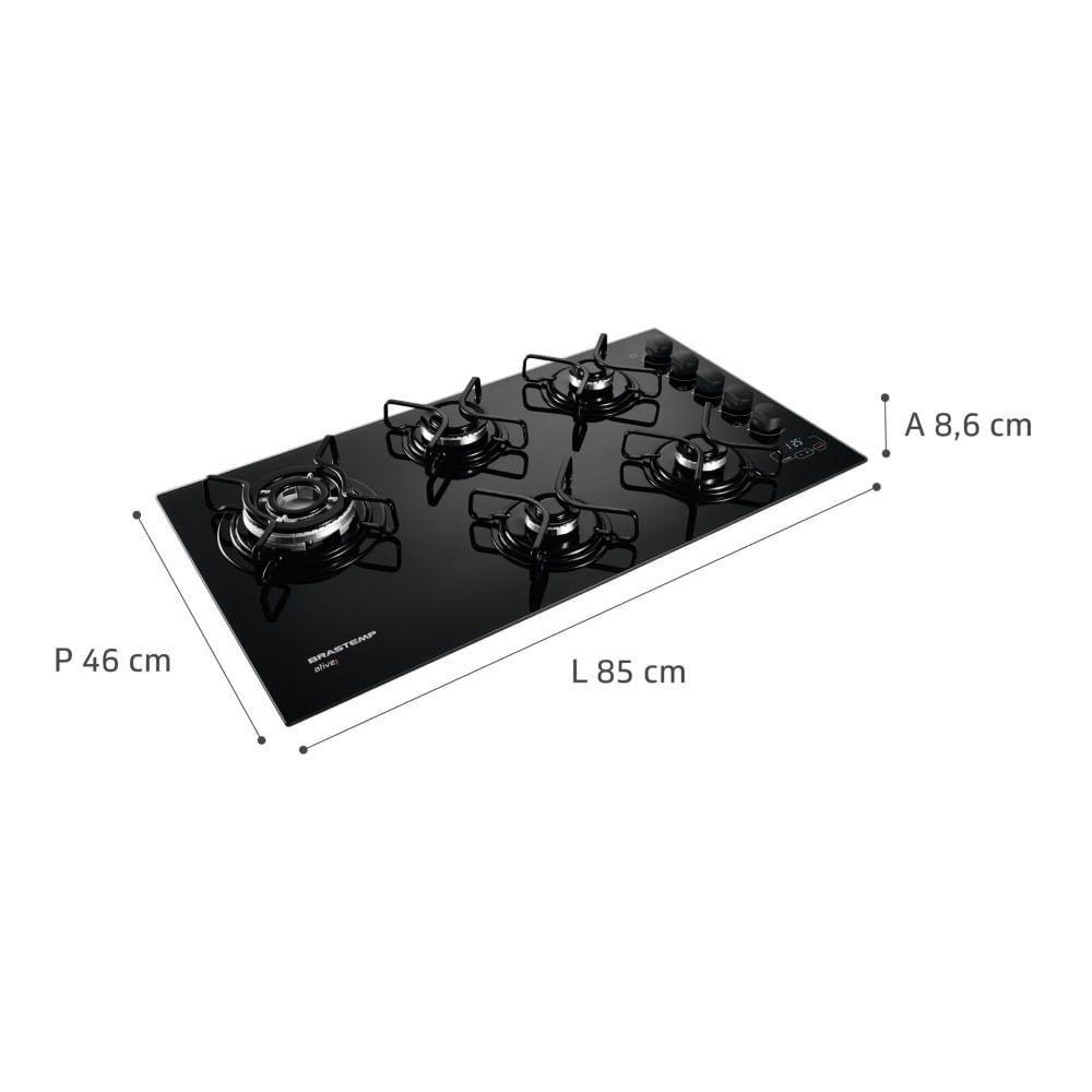 Cooktop 5 bocas Brastemp com quadrichama e timer touch Cooktop