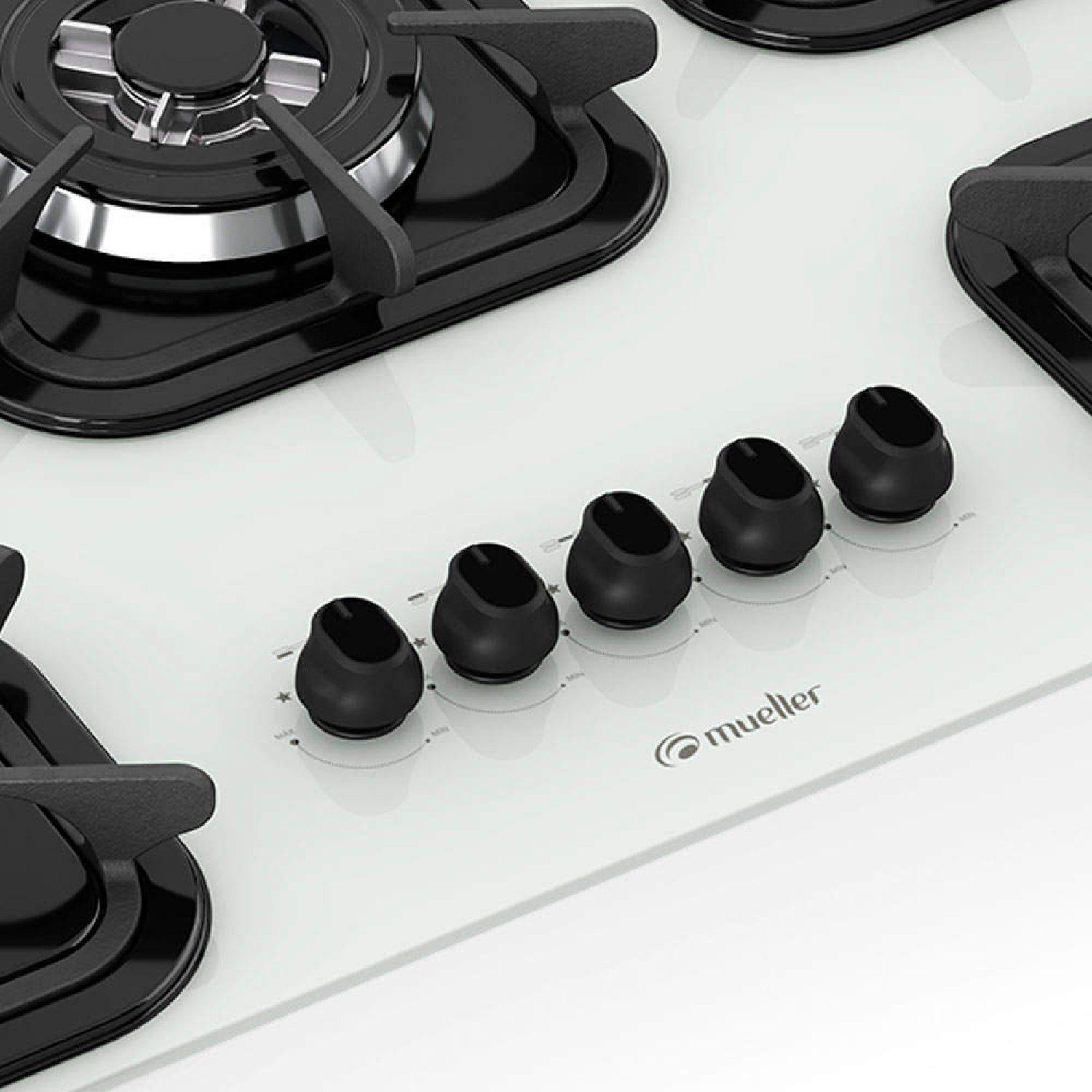 Cooktop 5 Bocas com Queimador Tripla Chama Mueller Branco Cooktop 5